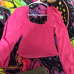 Pink, puffy sleeves, size small